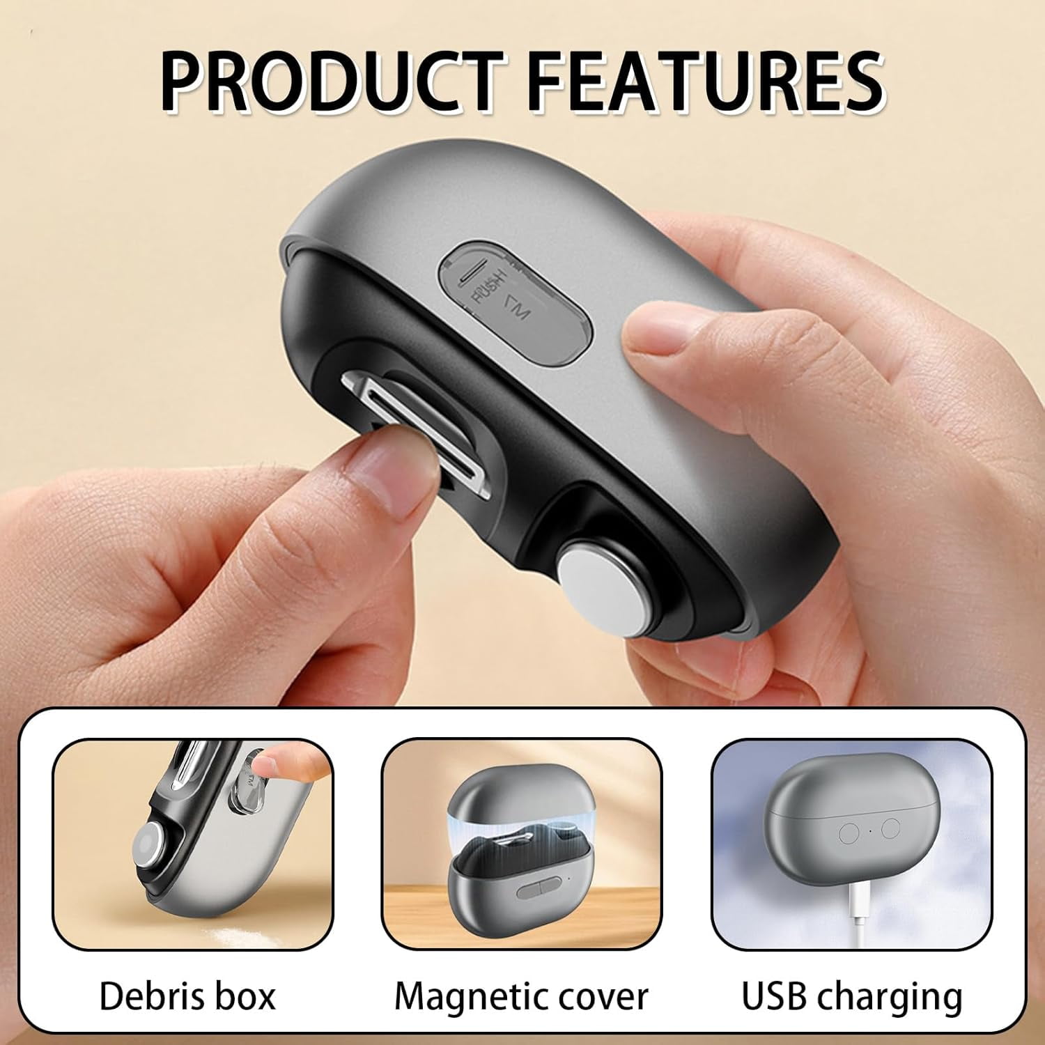 ABPETE 3 in 1 Electric Polishing Automatic Nail Clippers, 2026 New Electric Nail Clippers, Nail Trimmer Electric Toe Nail Clippers for Fingers and Toes Adults (Sliver)