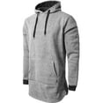 thumbnail image 2 of Ma Croix Mens Lightweight Marled Pullover Hoodie Texture Brushed Fleece Longline, 2 of 5