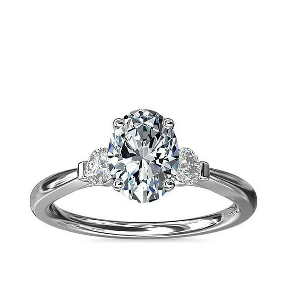0.70 Carat Brilliant Oval Cut Real Diamond Latest Design Three Stone Bridal Ring for Ladies Solid 950 Platinum Size 7