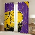 thumbnail image 2 of Feelyou Boys Cartoon Basketball Blackout Curtains Set of 2 (52x84 Each), Purple Yellow Stripes Geometric Window Curtains, Modern Ball Game Curtains and Drapes, Curtains and Drapes Home Decor, 2 of 6