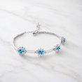 thumbnail image 5 of Gem Stone King 925 Sterling Silver Swiss Blue Topaz and White Created Sapphire Bracelet for Women (3.80 Cttw, Gemstone November Birthstone, Oval 6X4MM, 7 inch + 1 inch Extender), 5 of 6