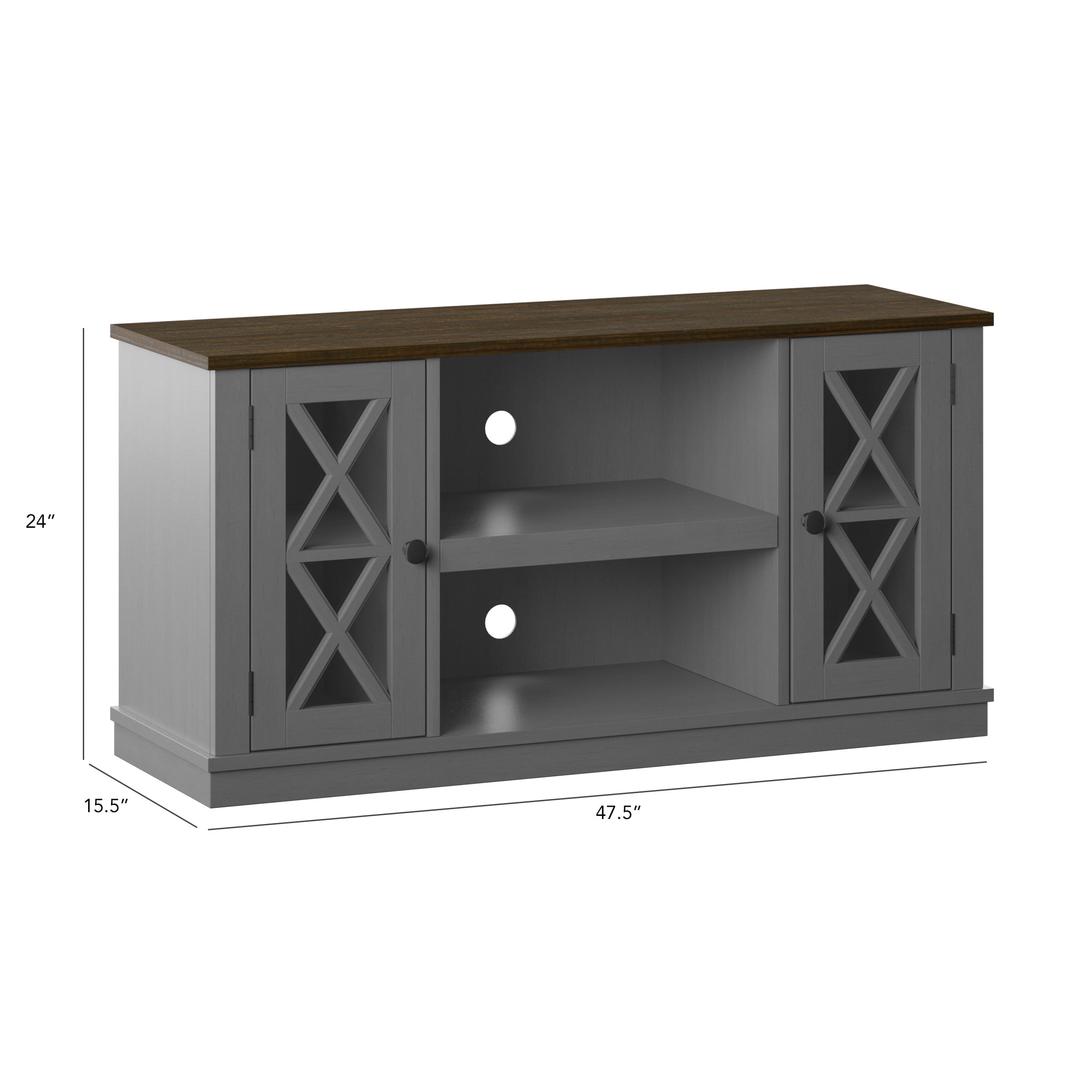 Twin Star Luxe Stanton Ridge TV Stand for TVs up to 55", Antique Gray