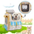 thumbnail image 3 of Mochila de malla transpirable para gato y perro, bolsa de transporte plegable de gran capacidad para cachorros, viaje al aire libre, suministros para mascotas, 0- 8 KG, 3 of 4