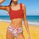 thumbnail image 2 of Niñas Dos Piezas Trajes de Baño Tamaño 10-12 Floral Impresión Traje de Baño Conjunto, Dos Piezas Conjunto Pantalones Cortos Estilo Niños Ropa de Playa de Verano para la Fiesta de la Piscina, 2 of 7