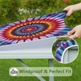 thumbnail image 6 of Colorful Rainbow Tie Dye Spiral Pattern Square Fitted Tablecloth with Elastic Edge,Square Table Cover,Washable Elastic Table Cover for Home Kitchen Party Decor 36"x36", 6 of 6