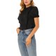 thumbnail image 4 of INSPIRAR CHIC Blusa de Oficina de Encaje de Manga Corta con Cuello Alto y Volantes para Mujeres Negra L, 4 of 7