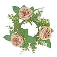 thumbnail image 3 of Anillo de vela de Pilar, corona Artificial, corona verde, arreglo Floral, corona decorativa pequeña bohemia para mesa de sala de estar champán, 3 of 9