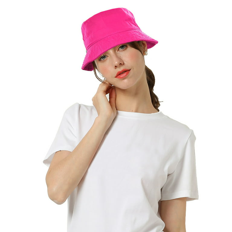 Falari Bucket Hat for Men Women unisex 100% Cotton Packable Foldable Summer Travel Beach Outdoor Fishing Hat - SM Hot Pink, adult Unisex, Size: One