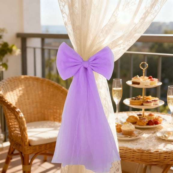 Btomtd Wedding Party Curtain Tiebacks, Bow Shape Curtain Holdbacks and Buckle for Holiday and Valentine‘s Day Home Atmosphere, 1 Pack, Purple