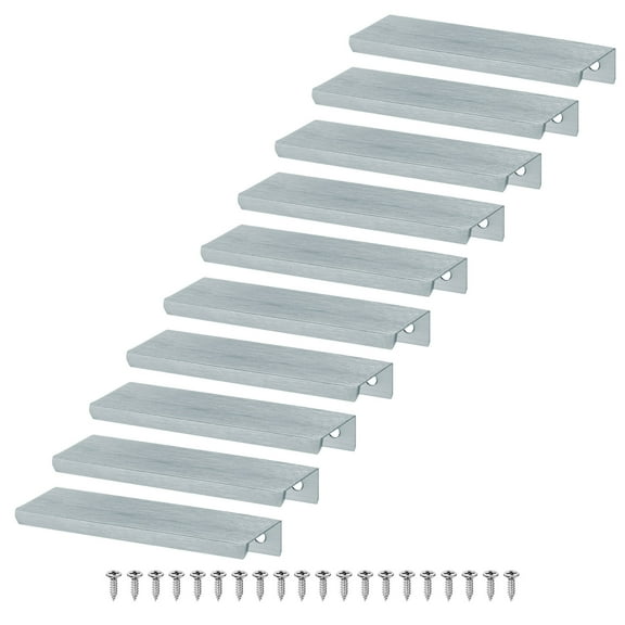 Uxcell 10-Pack Cabinets Drawers Edge Pulls, 3.15" Aluminum Drawer Edge Pulls Concealed Tab Handle [Brushed Grey]
