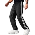 thumbnail image 2 of Domuza Men's Track Pants Warm-up Sweatpants Open Hem Tracksuit Bottoms for Gym Athletic Workout Black 2XL, 2 of 4
