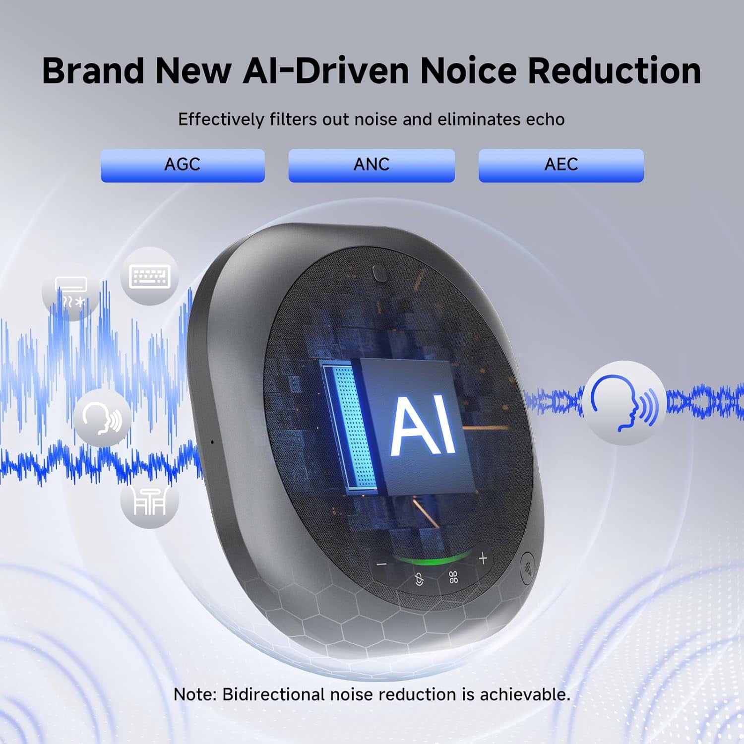 SVBONY Omni2P Conference Microphone,Dual Loudspeaker&2 Pickup Modes for Conference Room, AI Bidirectional Noise Cancellation, Bluetooth 5.3, 6 Mics Supports 20 People Telephone Audio for Zoom Meeting