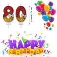 thumbnail image 2 of VSHILI Bougies d'Anniversaire 80 Ans, Bougies d'Anniversaire Rouges pour Hommes Femmes, Décoration de Gâteau de Fête d'Anniversaire Cadeaux pour Célébration d'Anniversaire 80 Ans, 2 of 7