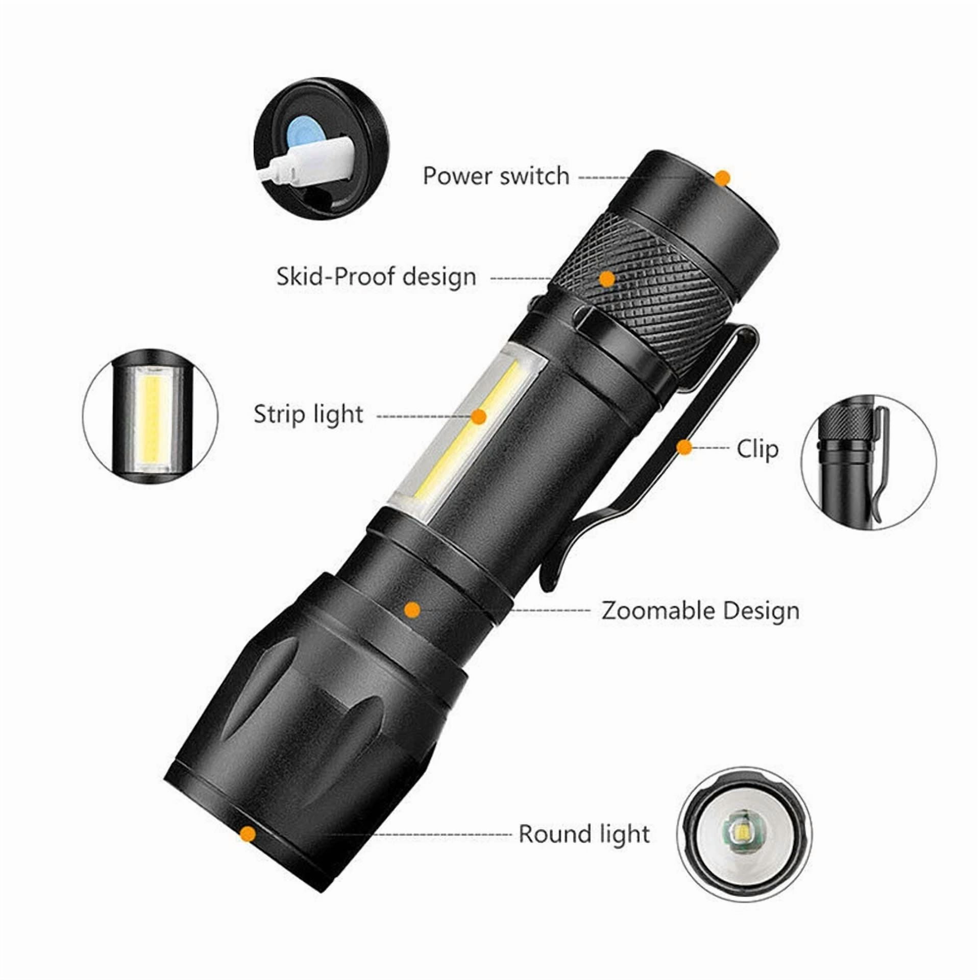 PRIME- Tactical Led Flashlight Usb Rechargeable 3Modes Light Zoomable Lamp Torch Us