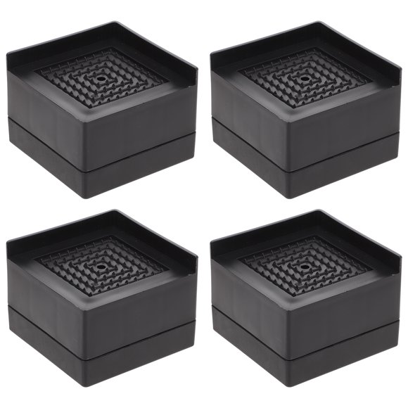 4Pcs Heavy Duty Bed Risers Furniture Frame Lifts Couch Heightening Pads (Black)