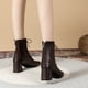 thumbnail image 1 of Teissuly Squares Head Chunky Heel Women's Boots New Winter Back Zipper Lacing Short Boots Mid Calf Chunky Heel Women's Boots Leather Water Proof Short Boots Teissuly WER202312146718, 1 of 8