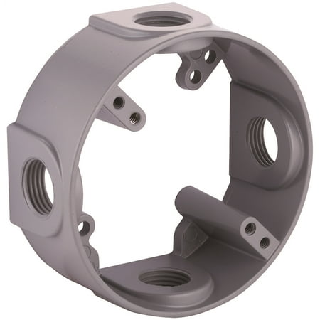 HUBBELL 5363-0 Extension Adapter, 4 in L, 4 in W, 4 -Knockout, Aluminum, Gray, Powder-Coated