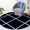 thumbnail image 2 of SAFAVIEH Tahoe Elwyn Trellis Shag Area Rug, 6'7" x 6'7" Round, Navy/White, 2 of 8