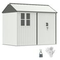 thumbnail image 3 of Outsunny 8' x 6' Outdoor Storage Shed, Extra Large Metal Garden Shed with Lockable Doors, Cottage Style 4-Pane Window & Vents, White, 3 of 10