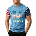 thumbnail image 2 of GrmtClth Fathers Day Gift Casual Dad Papa Print American Flag Tops Classic 4th Of July Patriotic Shirts Lightweight Soft Round Neck Independence Day Tee Light Blue 2XL, 2 of 4