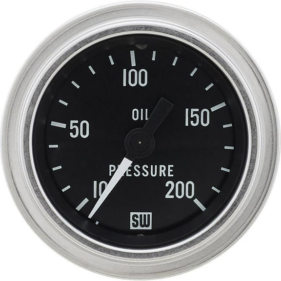 Stewart Warner 82324 Dlx 2-1/16 Oil Pressure Gauge, Mech, 10-200 PSI