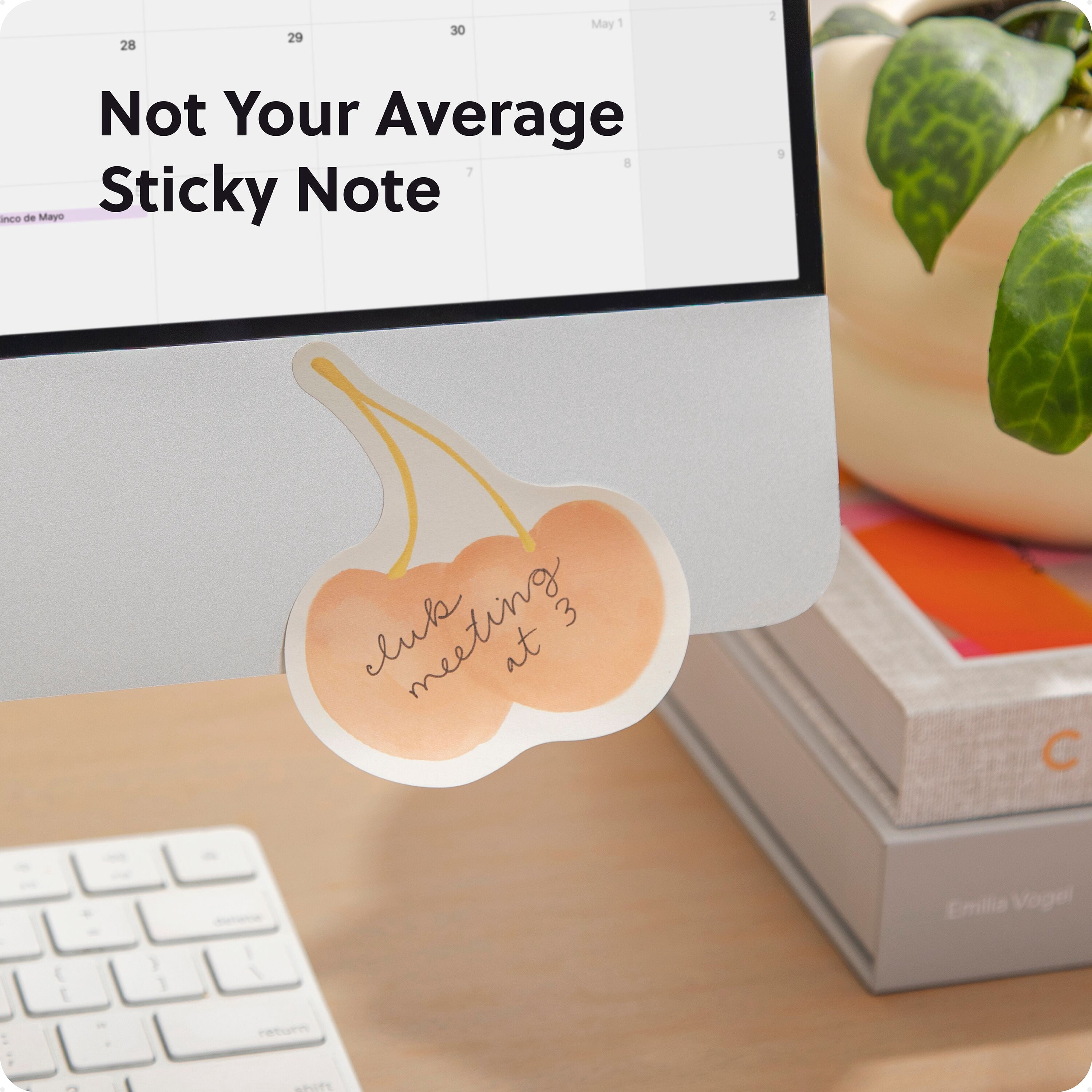 U Brands Sticky Notes, 3 x 3 in., 100 Sheets, Multicolor, Cherry