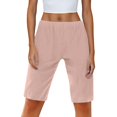 thumbnail image 6 of RYRJJ Bermuda Shorts for Women Knee Length Elastic Waist Drawstring Loose Wide Leg Shorts Summer Casual Beach Short Pants with Pockets(Pink,XXL), 6 of 9