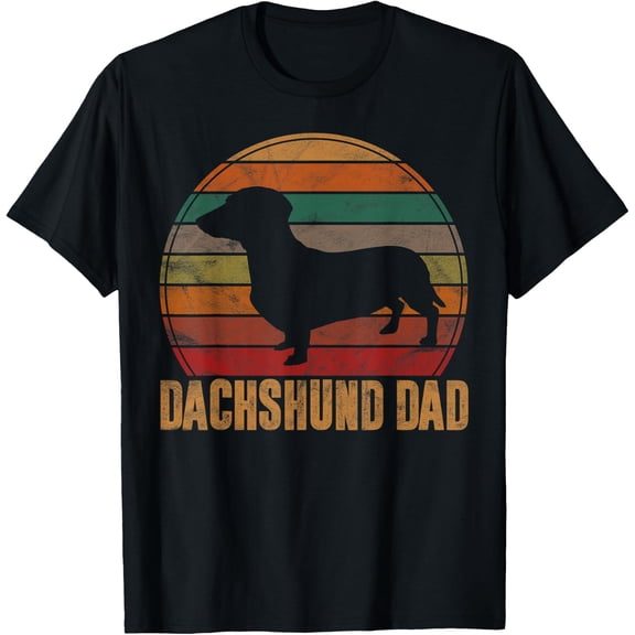 t-shirt Retro Dachshund Dad Gift Doxie Daddy Dog Owner Pet Father T-Shirt mens，black，women，funny，men，journey，Crew Neck, Short Sleeve,printing
