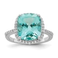thumbnail image 2 of TheJewelryHut Sterling Silver Rhodium-plated Light Blue Crystal CZ Halo Ring, 2 of 3