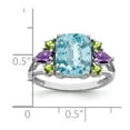 thumbnail image 5 of Sterling Silver Rhodium Light Swiss Blue Topaz, Amethyst & Peridot Ring, 5 of 6