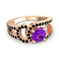 thumbnail image 3 of 2.50 Carat Round Cut Amethyst & Black Onyx Gemstone Latest Anniversary Ring for Ladies Solid 14K Rose Gold Size 7 by Diamond-Capitals, 3 of 7