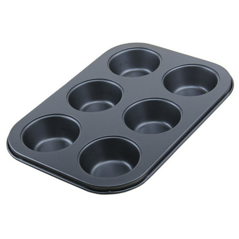 Silicone Muffin Baking Pan & Cupcake Tray 6 Cup - Nonstick Cake Molds/Tin,  Large