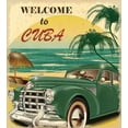 thumbnail image 3 of Retro Duvet Cover Set, Nostalgic Welcome to Cuba Print Classic Car Beach Ocean Palm Trees, Decorative 3 Piece Bedding Set with 2 Pillow Shams, Calking Size, Green Cream Yellow, by Ambesonne, 3 of 3