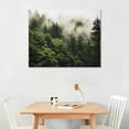 thumbnail image 2 of JEUXUS Misty Forest Wall Art Green Nature Mountain Landscape Wall Decor for Living Room 20x16in Nordic Foggy Pine Tree Scenic Canvas Prints Picture Painting Artwork for Bathroom Bedroom  20x16in, 2 of 4