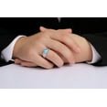 thumbnail image 2 of RYLOS Men's Rings 14K White Gold Cabochone Gemstone & Diamond Designer Blue Topaz Rings For Men Size 13, 2 of 7