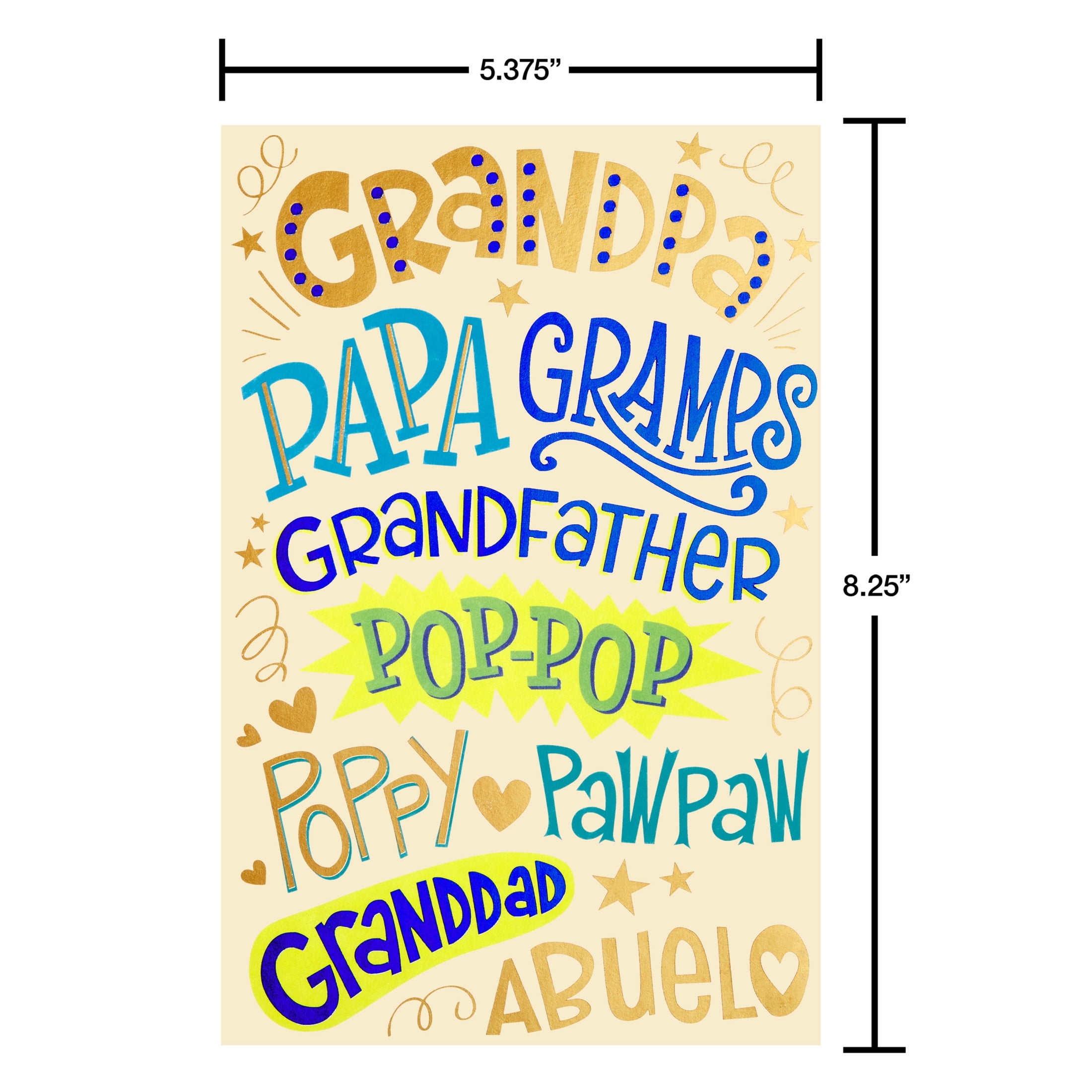 American Greetings Father's Day Card for Grandfather from Kids, Loving Nickname Typography Design, Includes Envelope
