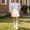 Blue, variant on Girls 3 Piece School Uniform Set, Short Sleeve Polo High Waist Pleated Skirt Rainbow Striped Knee Socks for 3-16Y Pink 13-14 Years