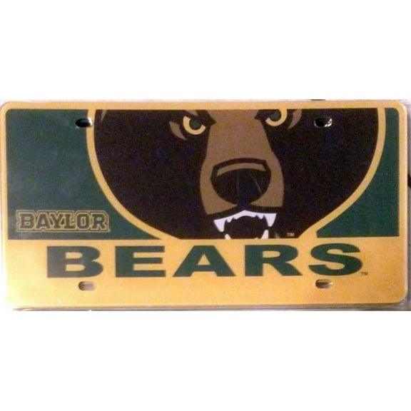 Baylor University Bears Laser Tag License Plate, Mega Logo, Mirrored Acrylic, 6x12 Inch