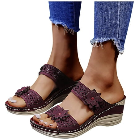 

Womens Espadrilles Platform Sandals Casual Summer Slip On Wedge Sandals Bow Tie Walking Comfort Slides Beach Slippers Sandalias para Mujer