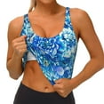 thumbnail image 4 of Lsque Vibrant Blue Floral Printed Women'S Sports Bra, Compression, Moisture Wicking, High-Impact Sports Bra For Women,Supportive sports bra-XX-Large, 4 of 9