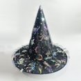 thumbnail image 3 of EliteGoogv Kids Halloween Witch Hat Wide Brim Pointed Hat Printed Pattern Mesh Decor Party Hat for Children, 3 of 4