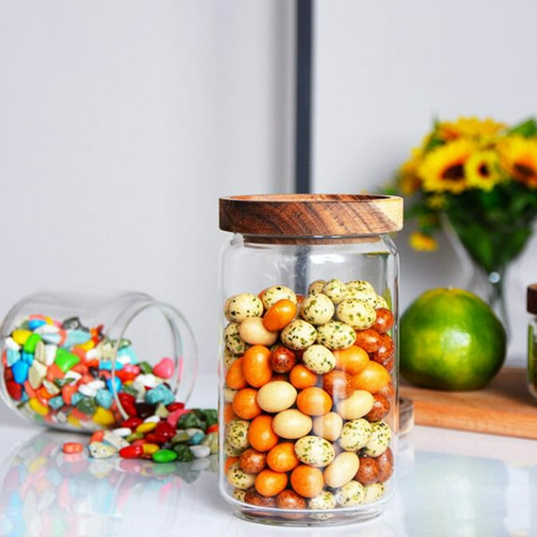 Clear Storage Glass Jars with Acacia Wood Lid, Dry Food, Snacks, Candy,  Suger, Spice Jar, Cute, 300ml, 10oz, 1 Pc - AliExpress