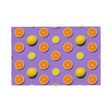 

Rocae Yellow Lemon And Orange Printed Heat Resistant Place Mats Classic Hemstitch Cloth Fabric Placemats Imitation Linen Place Mat Table Mats 18x12 inch