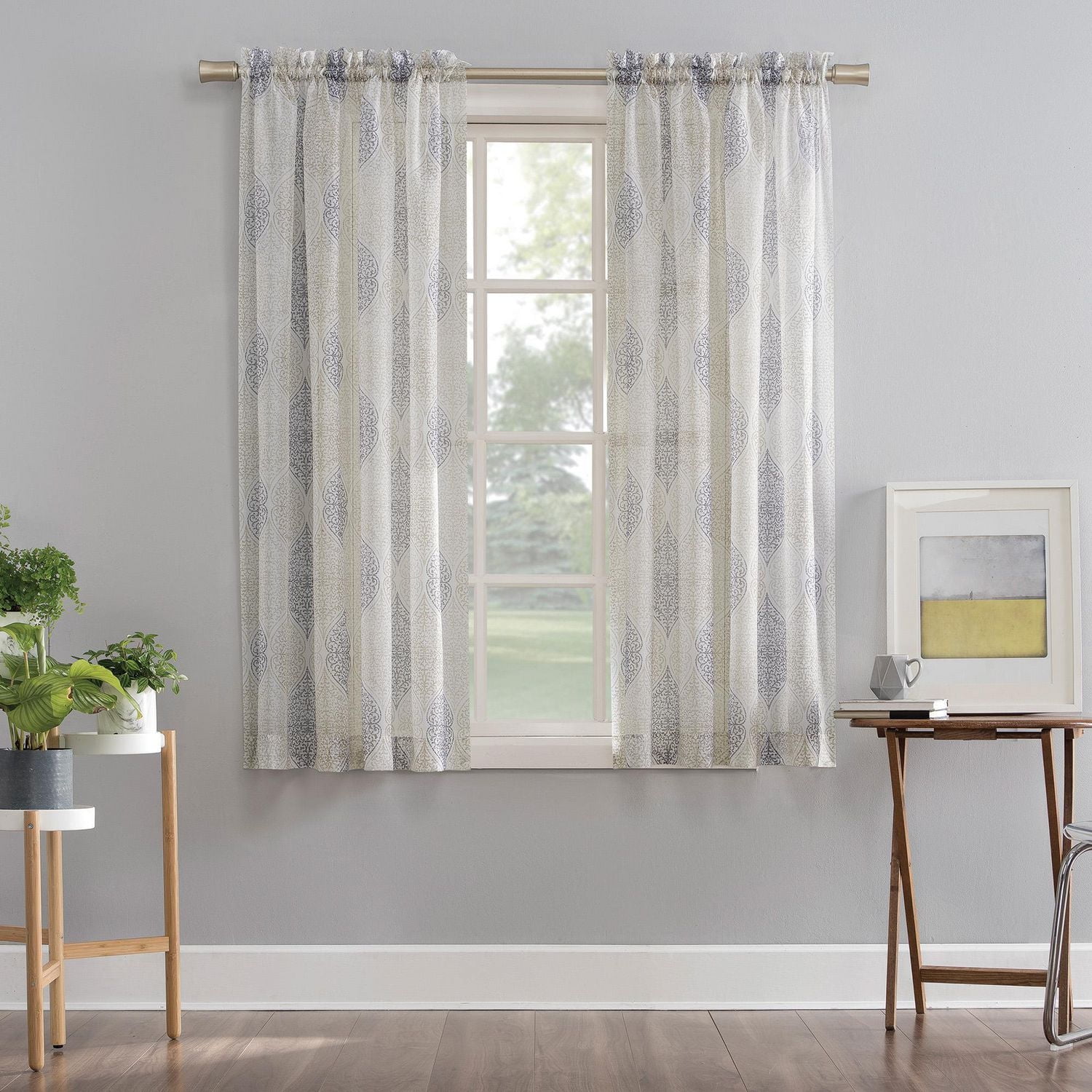 Mainstays Medallion Sheer Voile Window Curtains Panel Pair