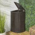thumbnail image 5 of happimess Chloe 15.56-Gallon All-Weather Wicker/Metal Corner Hideaway Outdoor Trash Can for Package Delivery, Patio Furniture, Cushions, Gardening Tools, Pool Supplies, Brown, HPM1200A, 5 of 9