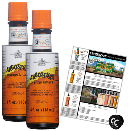Angostura Orange Bitters 4oz Bottle with Phone Grip and Bitters Selections Recipe | 2 PACK