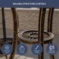 thumbnail image 4 of BELLEZE 3 Piece Bistro Outdoor Patio Set Leaf Design Weather Resistant Round Table 2 Chairs Bronze Cast Garden Furniture, 4 of 5