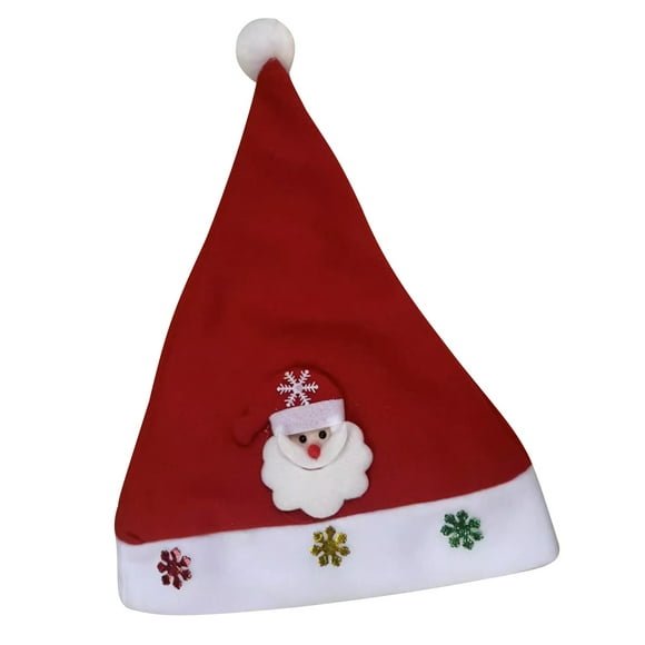 Kmbangi Plush Santa Hats for Adults and Kids, Christmas Santa Patch Letter Santa Hats