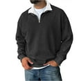 thumbnail image 2 of Men's Quarter Zip Pullover Sweatshirt, Mock Neck Solid Long Sleeve Casual Top for Fall Winter, Daily Wear,Black,2XL, 2 of 4