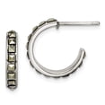 thumbnail image 3 of Sterling Silver Square Marcasite 15x3.5 Hoop Post Earrings, 3 of 3